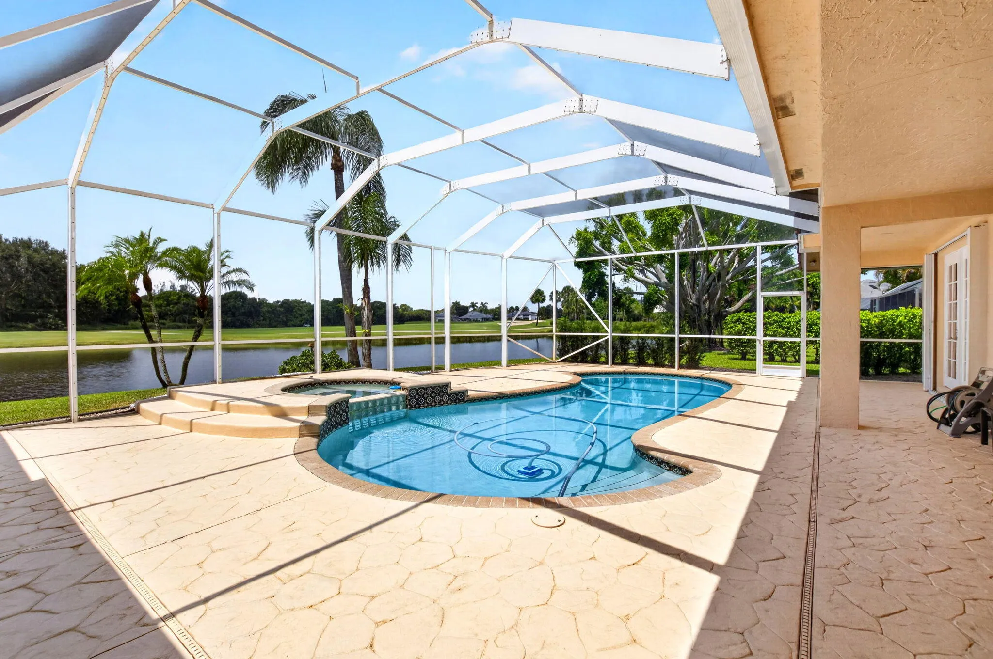 lots of decking around pool