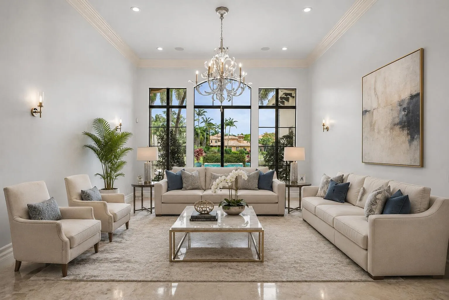 Digitally staged Living room