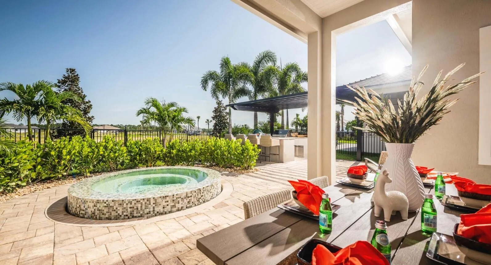 SPACIOUS COVERED LANAI, SPA AND DETACHED OUTDOOR KITCHEN