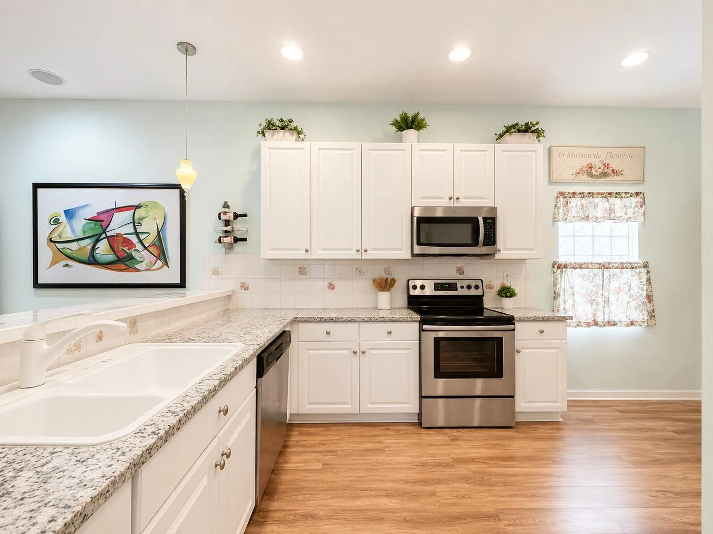 Bright and airy modern kitchen. Digitally Enhanced Photo