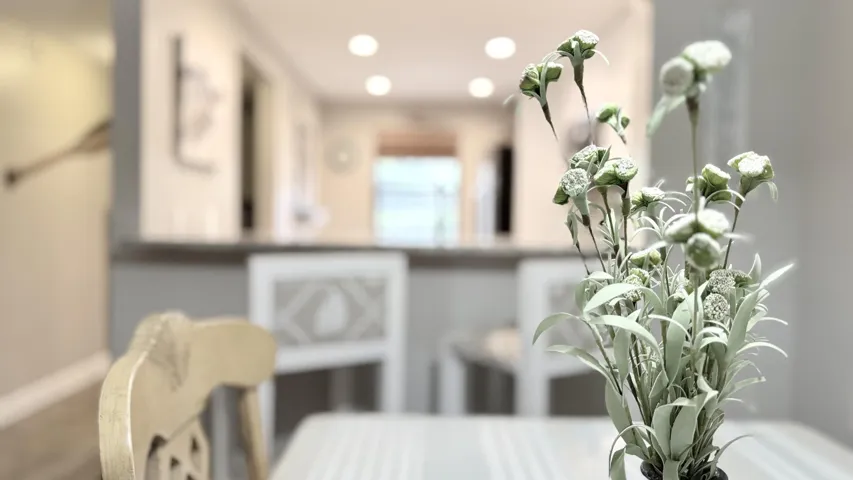 Access and views from the dining area to the kitchen.