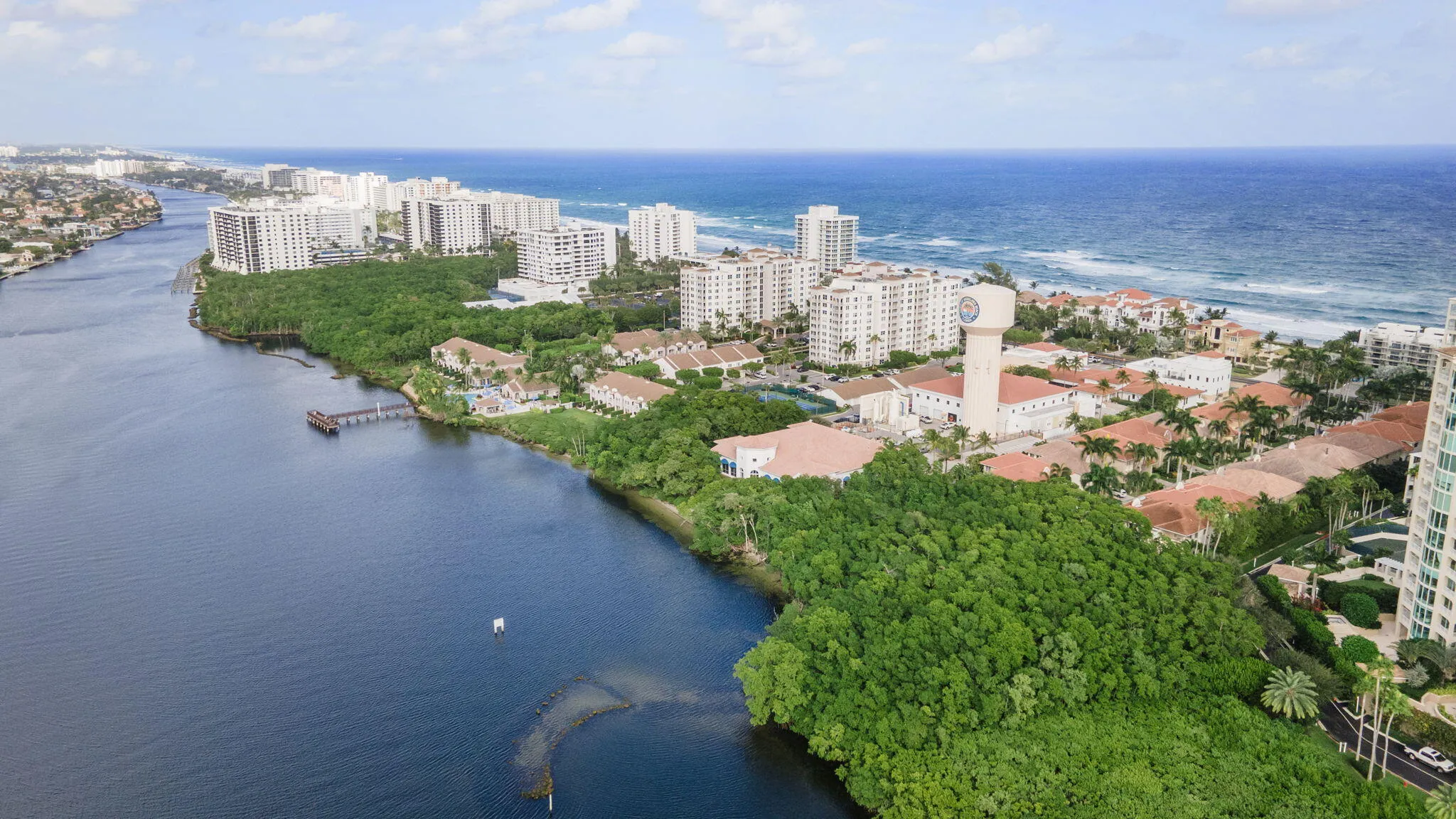 Intracoastal to the west of the community.