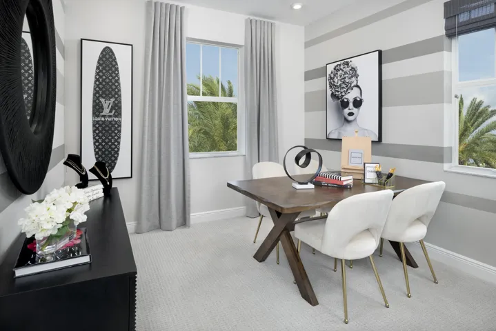 Stock photos represent builder's floorplan