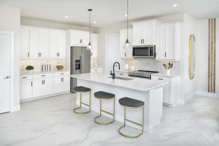Stock photos represent builder's floorplan