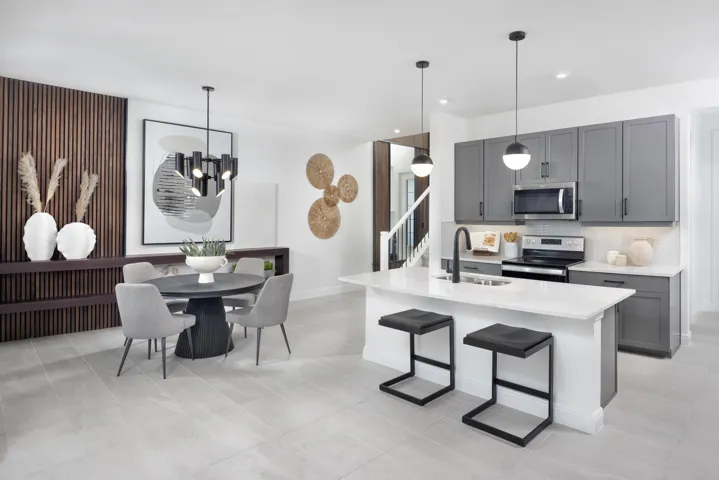 Stock photos represent builder's floorplan
