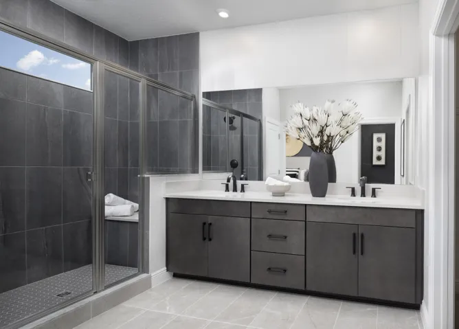 Stock photos represent builder's floorplan