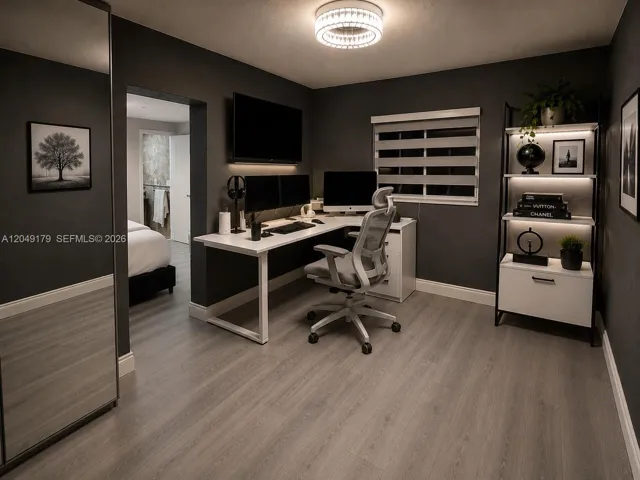 Currently staged as an executive home office, this versatile bedroom with a spacious closet easily adapts to your changing lifestyle needs.