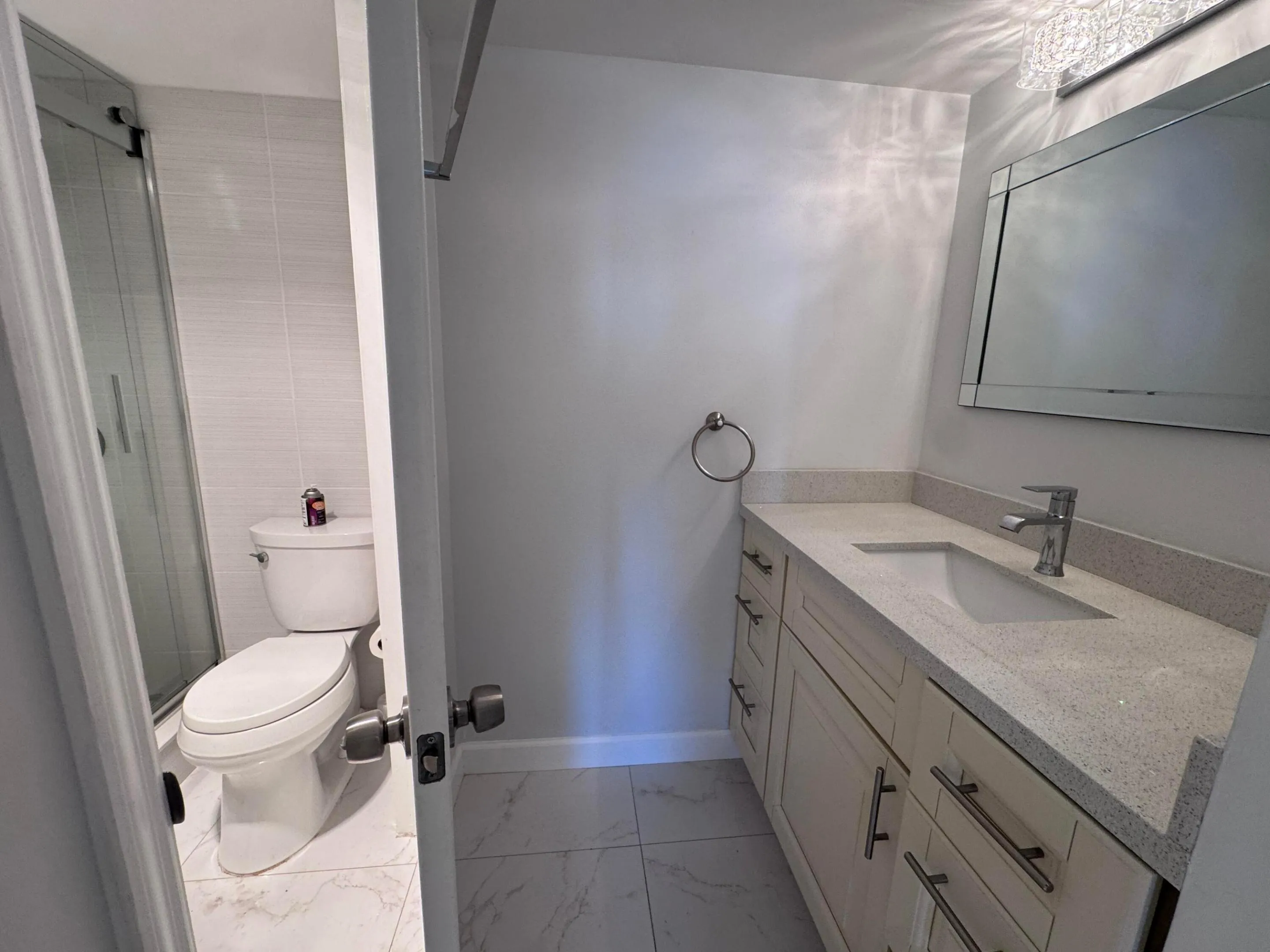 Separate areas in bathroom.