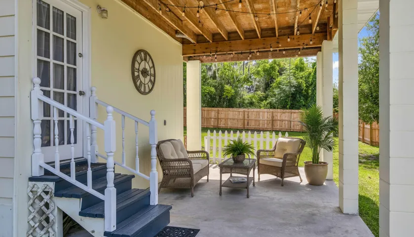 Covered patio virtually staged