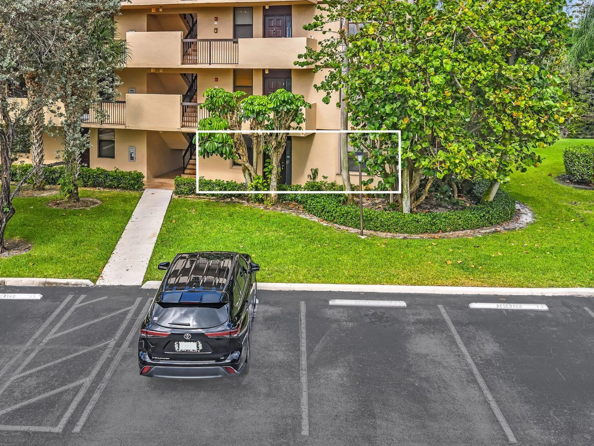 This is the unit and the parking space is right in front of the unit.
