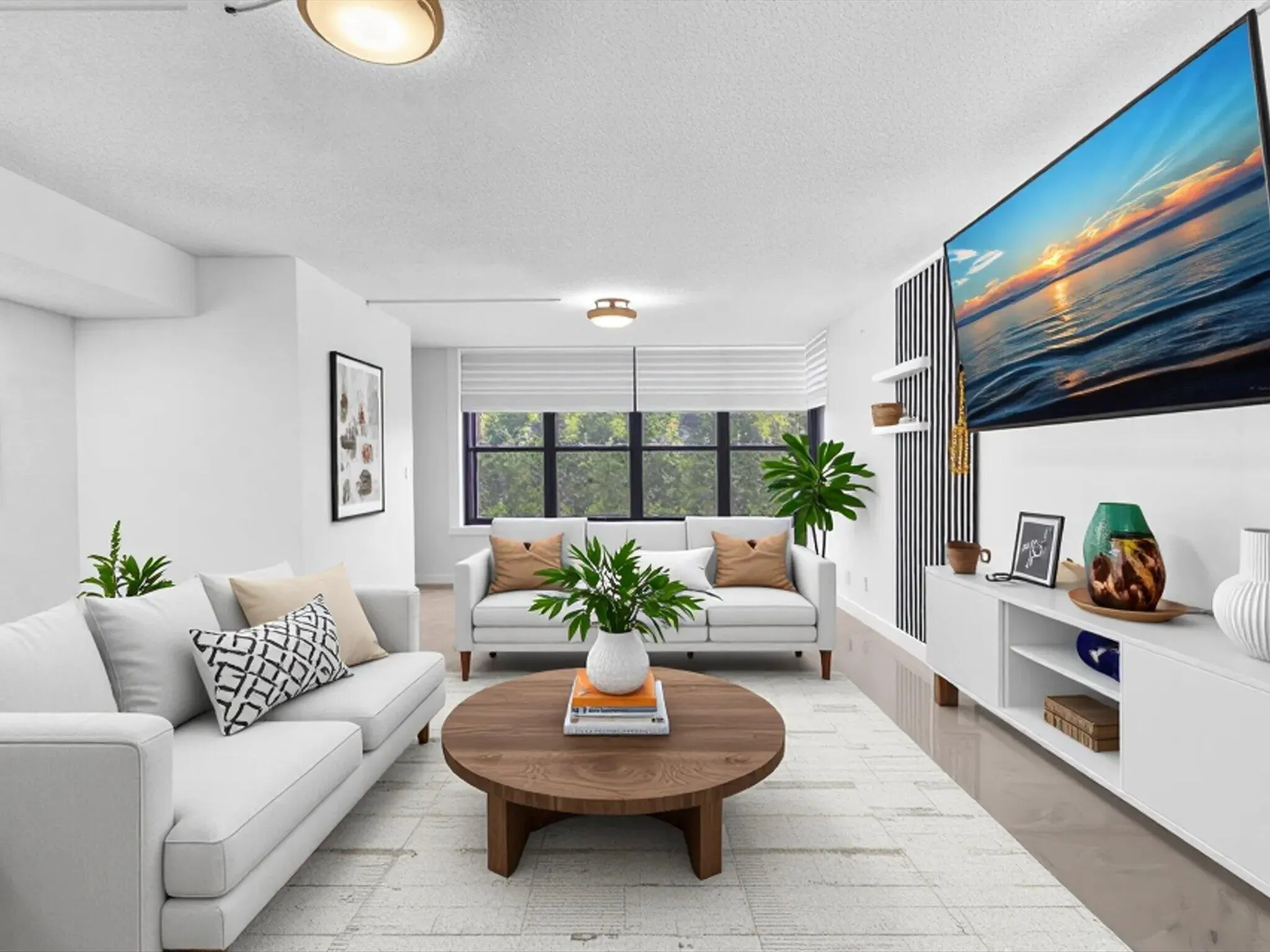 Virtually enhanced living room.