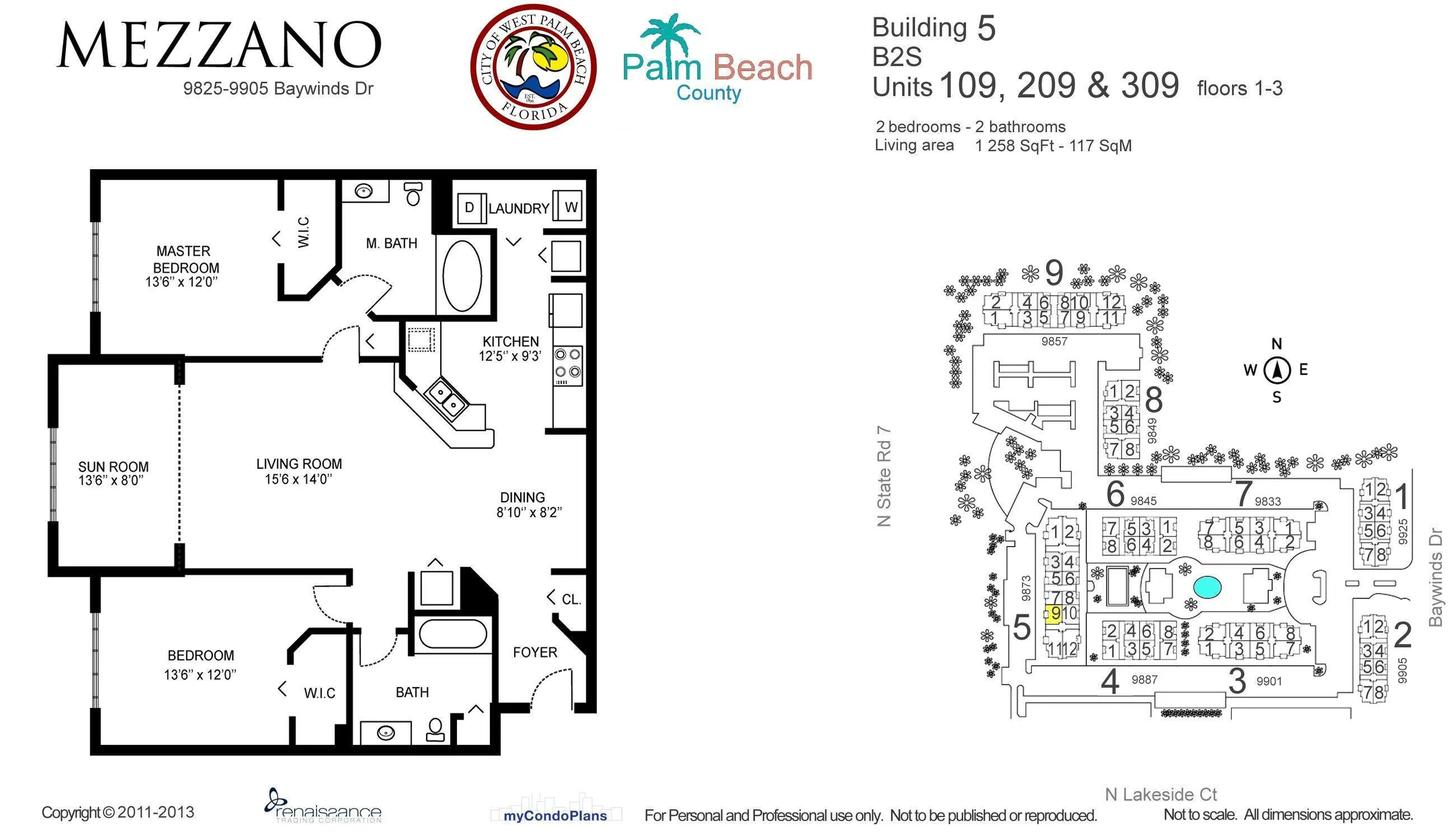 Floor Plan/ 2 bed 2 bath sunroom model