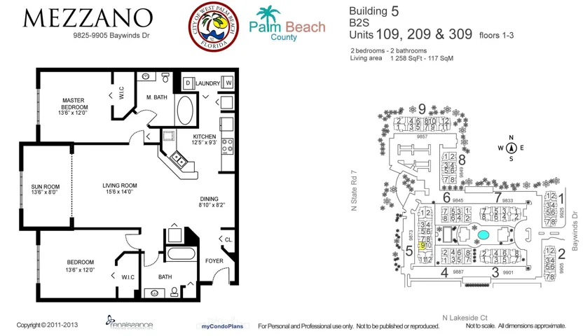 Floor Plan/ 2 bed 2 bath sunroom model