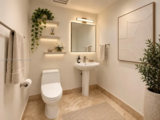 guest 1/2 bathroom virtually staged