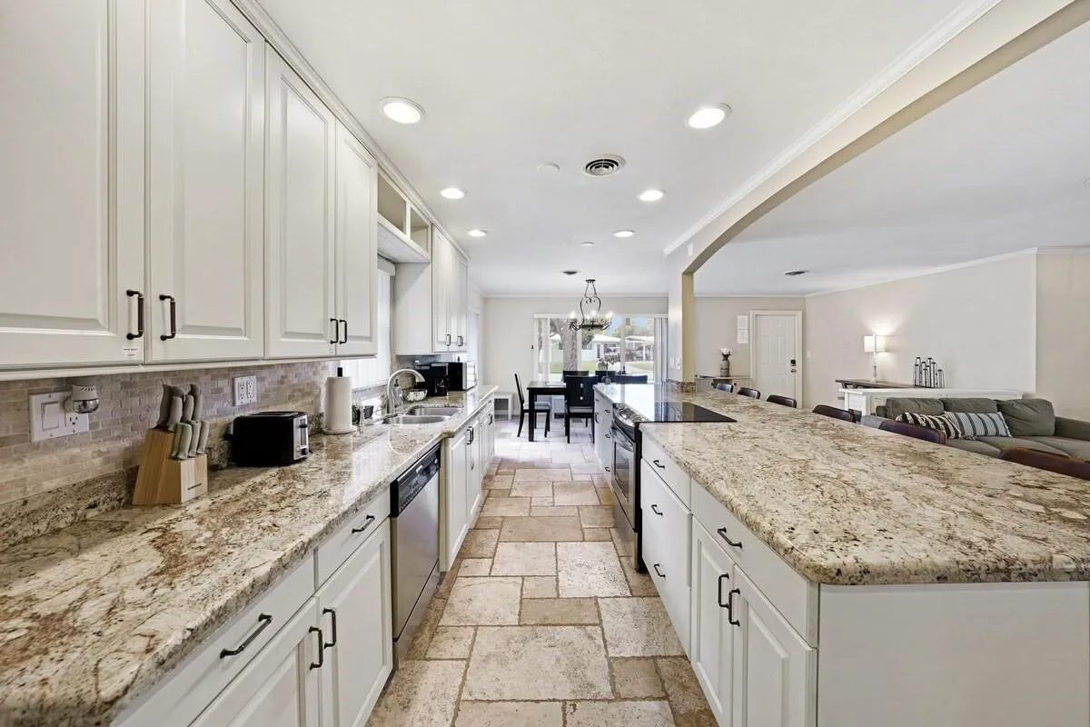 Kichen with granite counters and stailess steel appliances