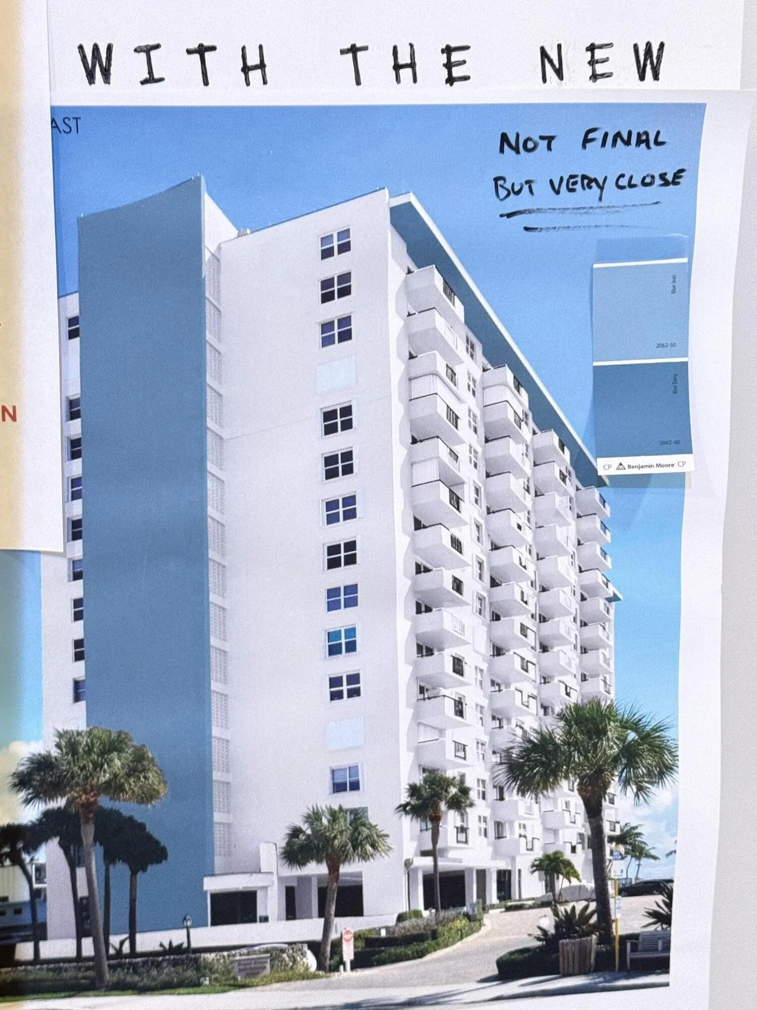 Rendering of the building with the new paint colors
