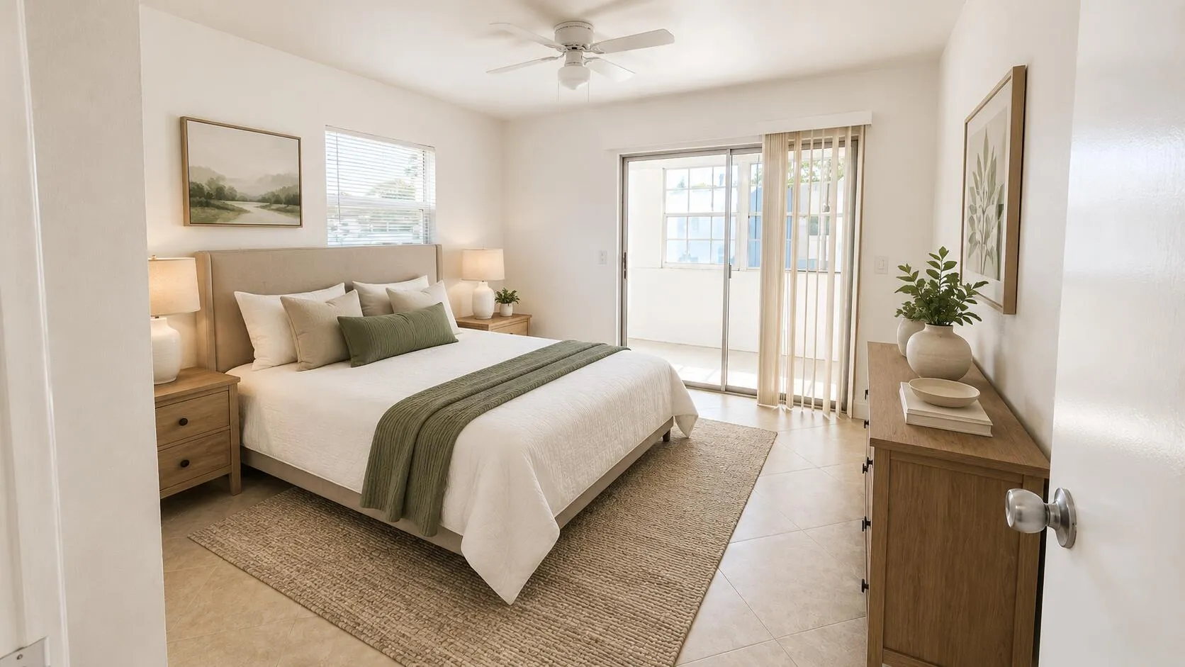 Guest bedroom staged