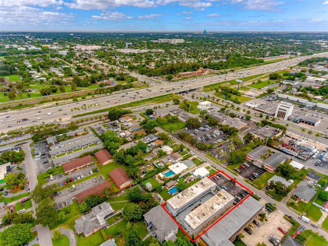 Aerial shows close proximity to the highway that also leads you to 595. YOu can see the tri-rail stop. Close access to public transportation. The parking lot has since been repaved. This photo was taken 3 years ago.