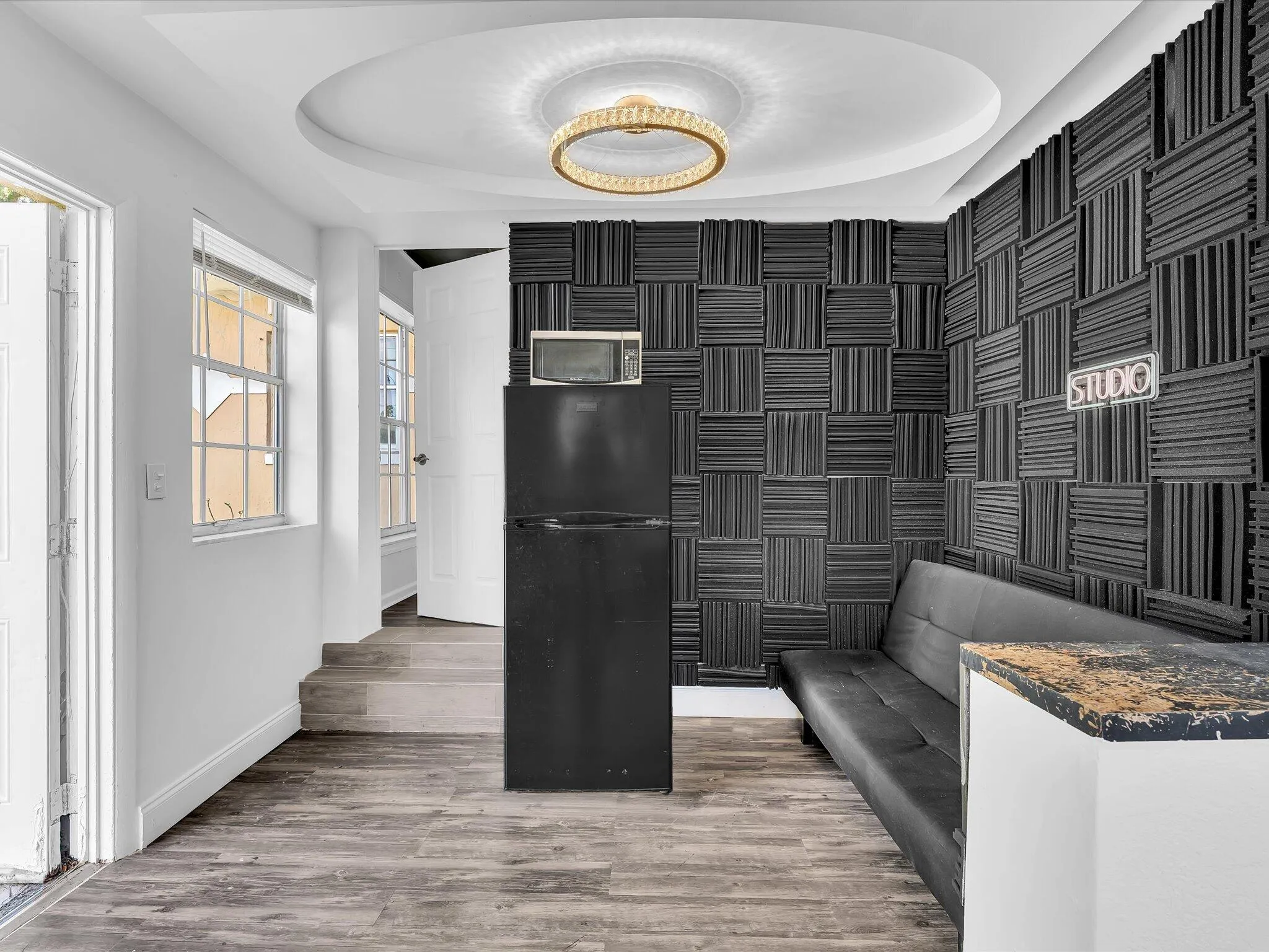 This area has plumbing and electrical that can be converted to a kitchenette