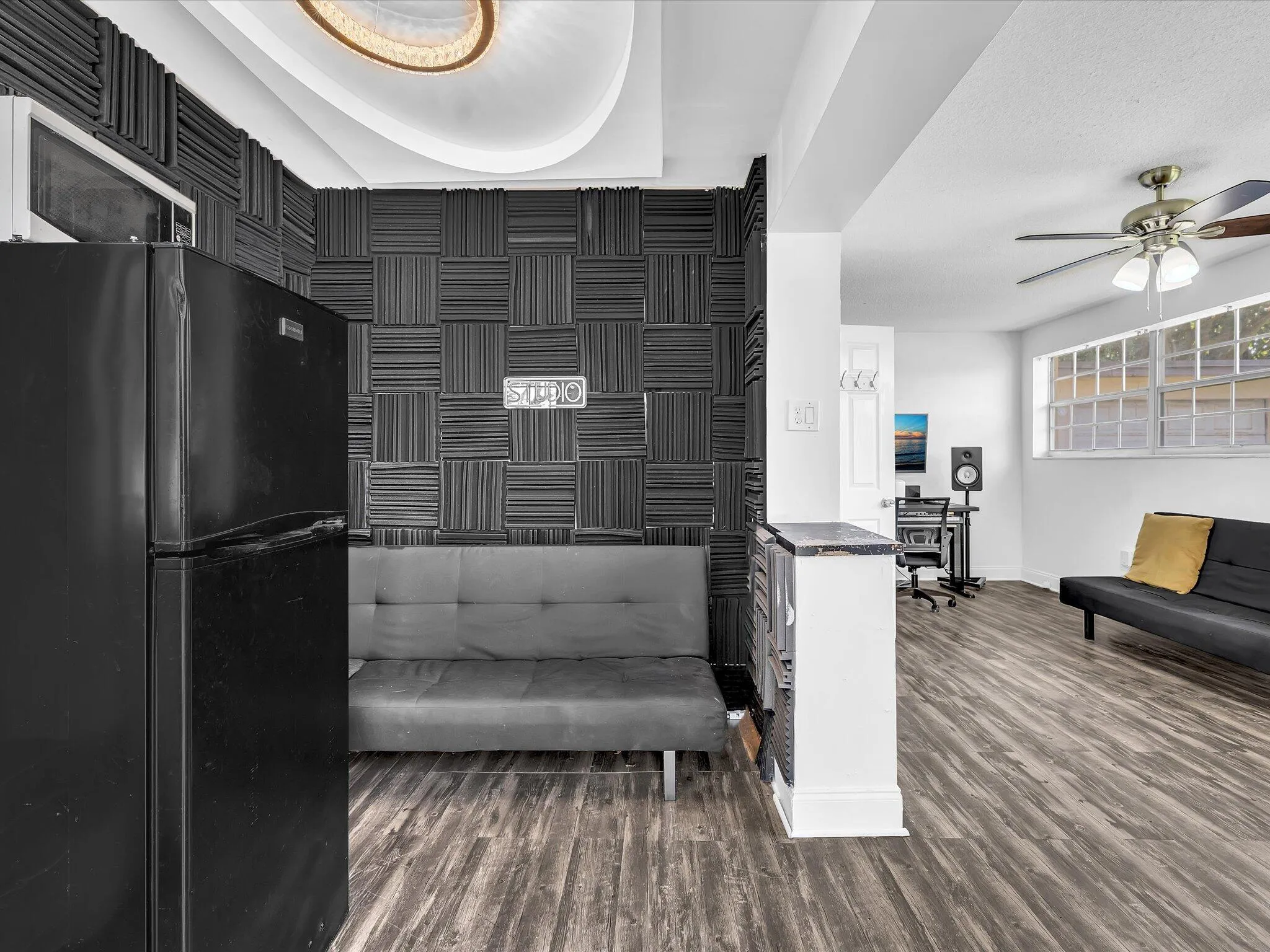 This area has plumbing and electrical that can be converted to a kitchenette