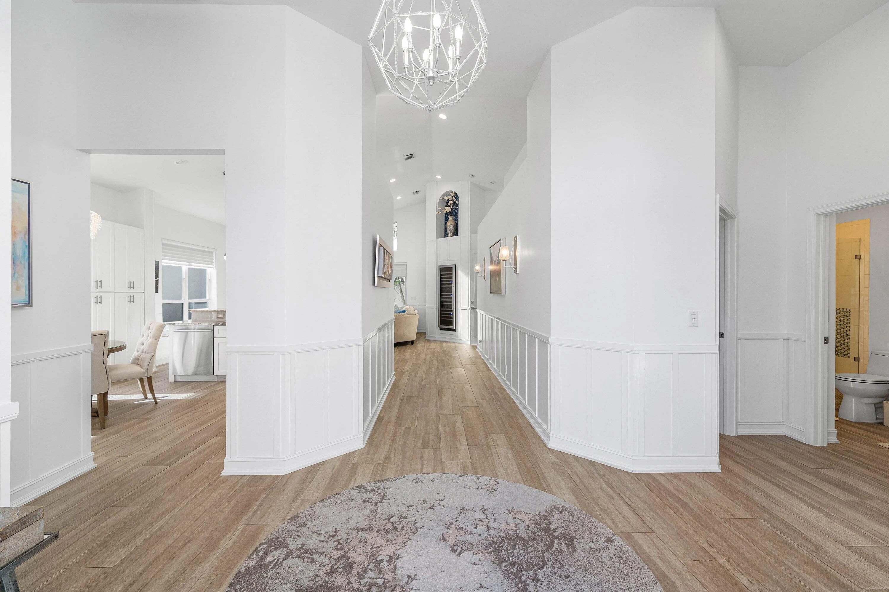 Porcelain wood look tile thru out