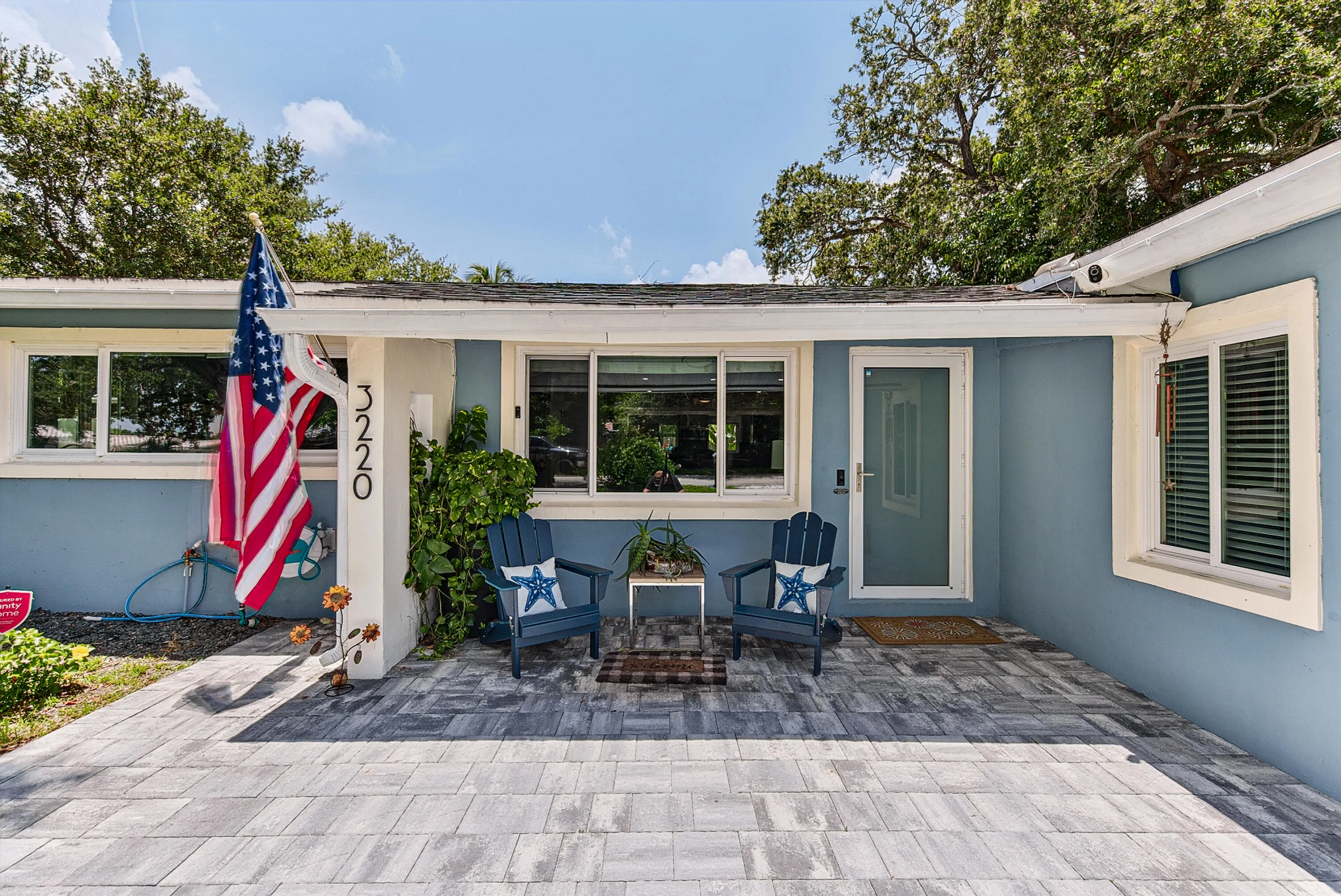 Front door and front paver patio