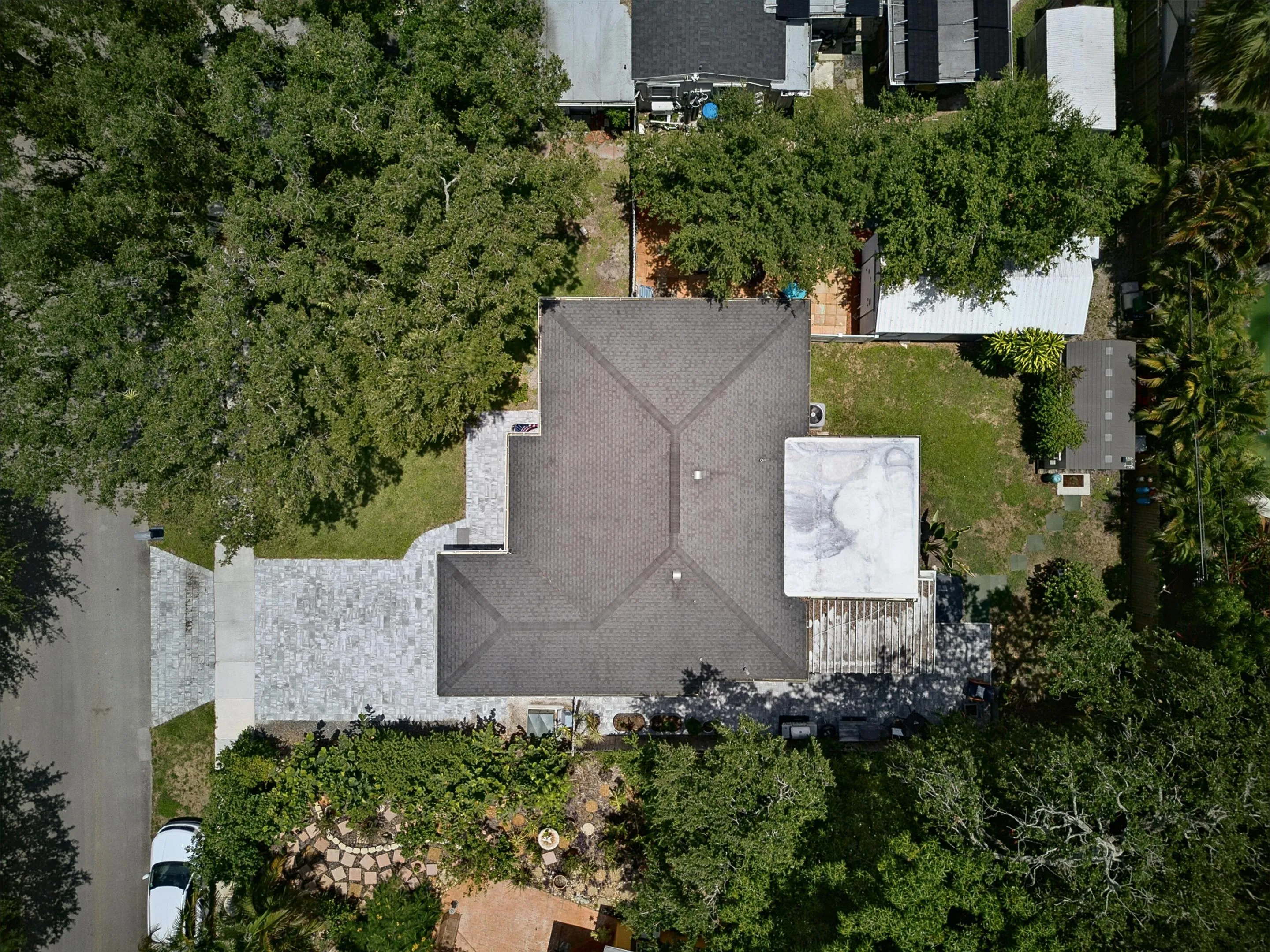 Aerial view from the side of the house