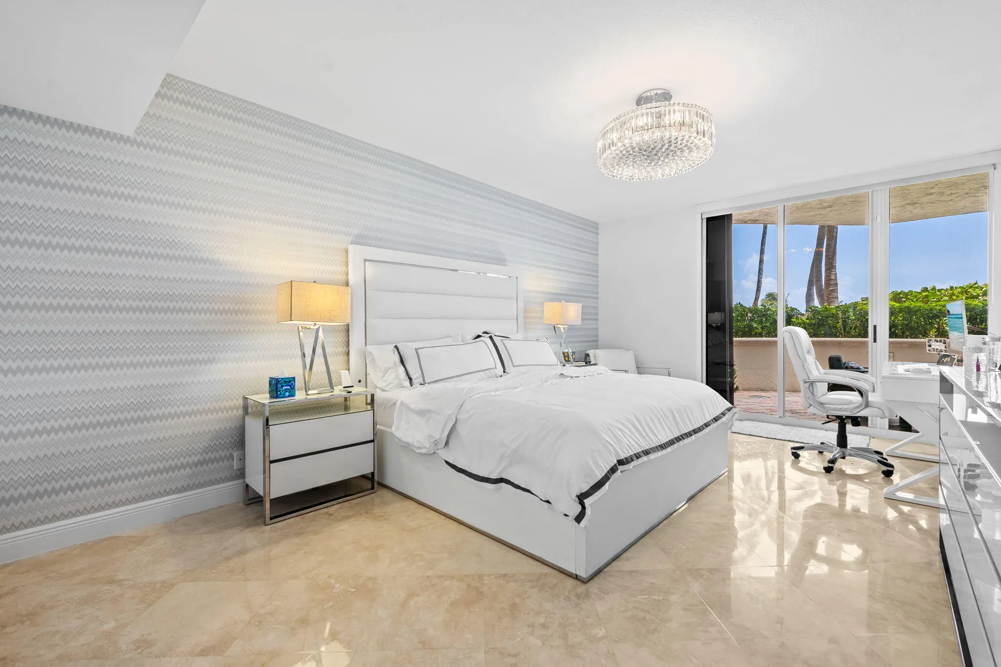 Master bedroom with sliding door onto the patio