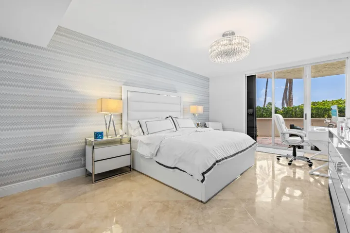 Master bedroom with sliding door onto the patio