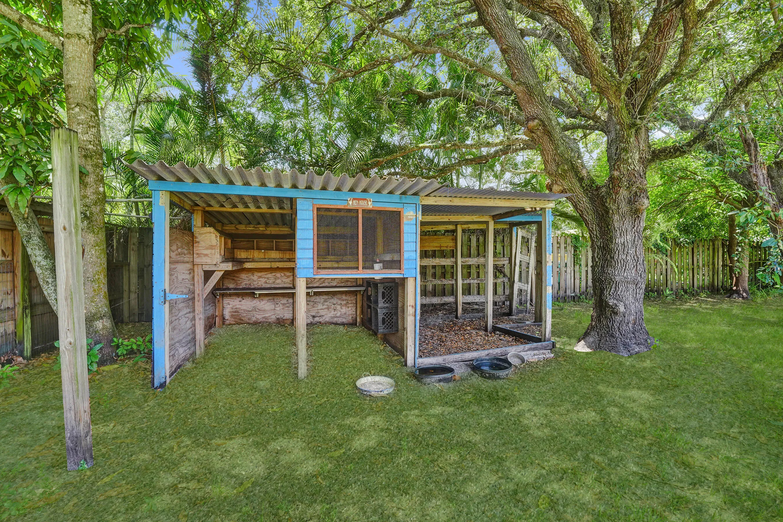 #2 smaller chicken coop perfectly located in a shady spot.