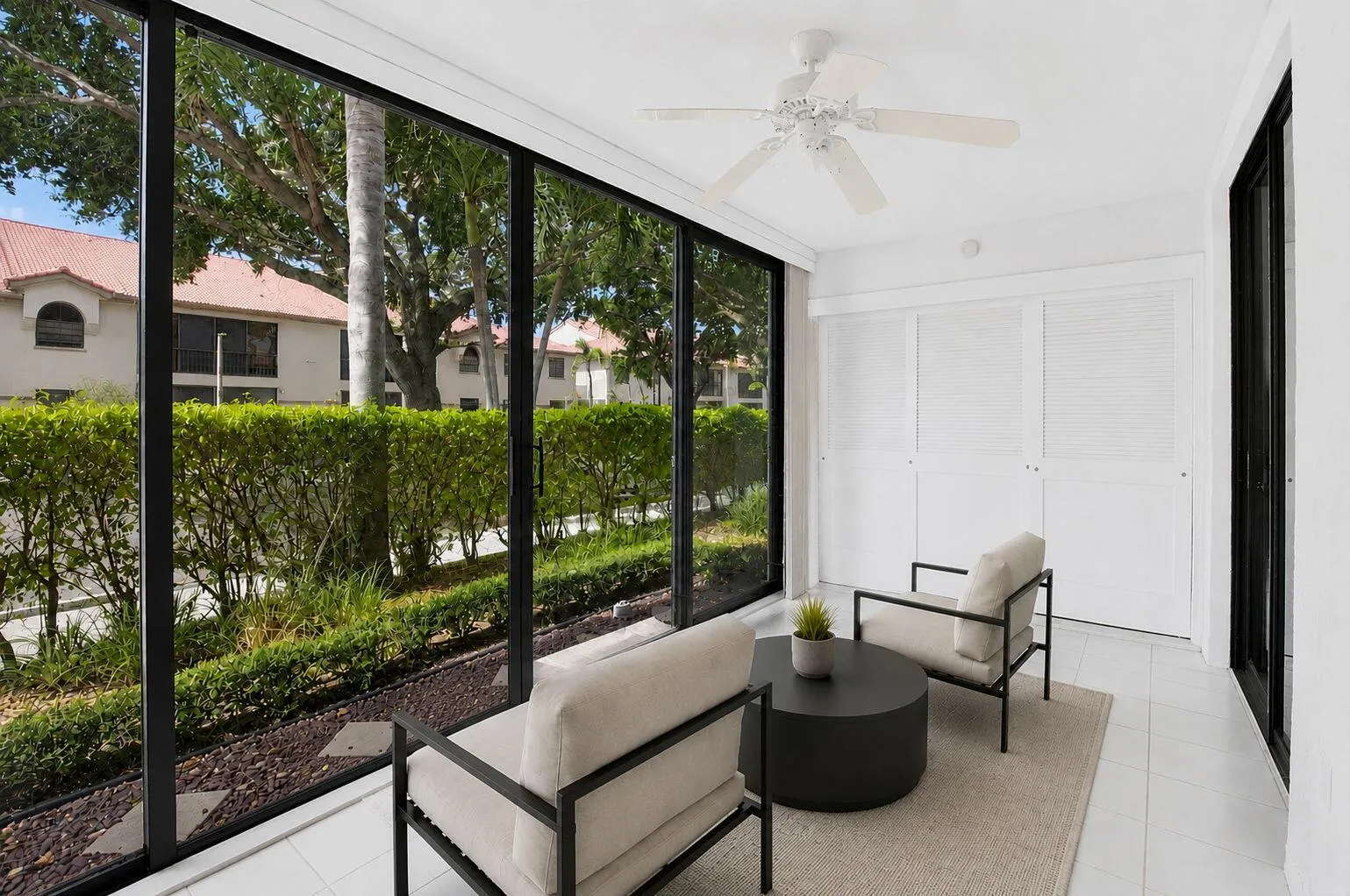 Virtually Staged Glass-Enclosed Patio