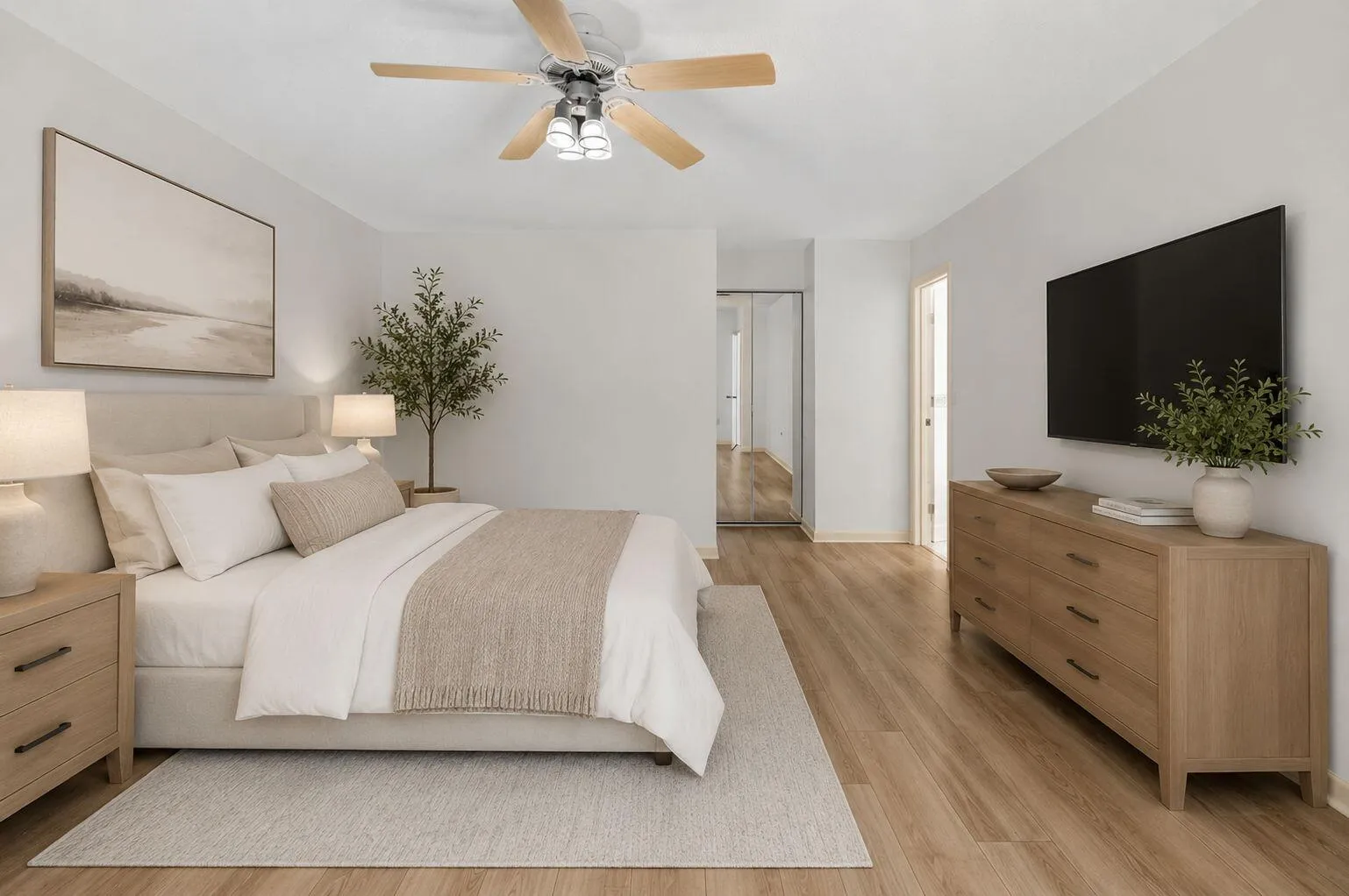Virtually Staged Main Bedroom