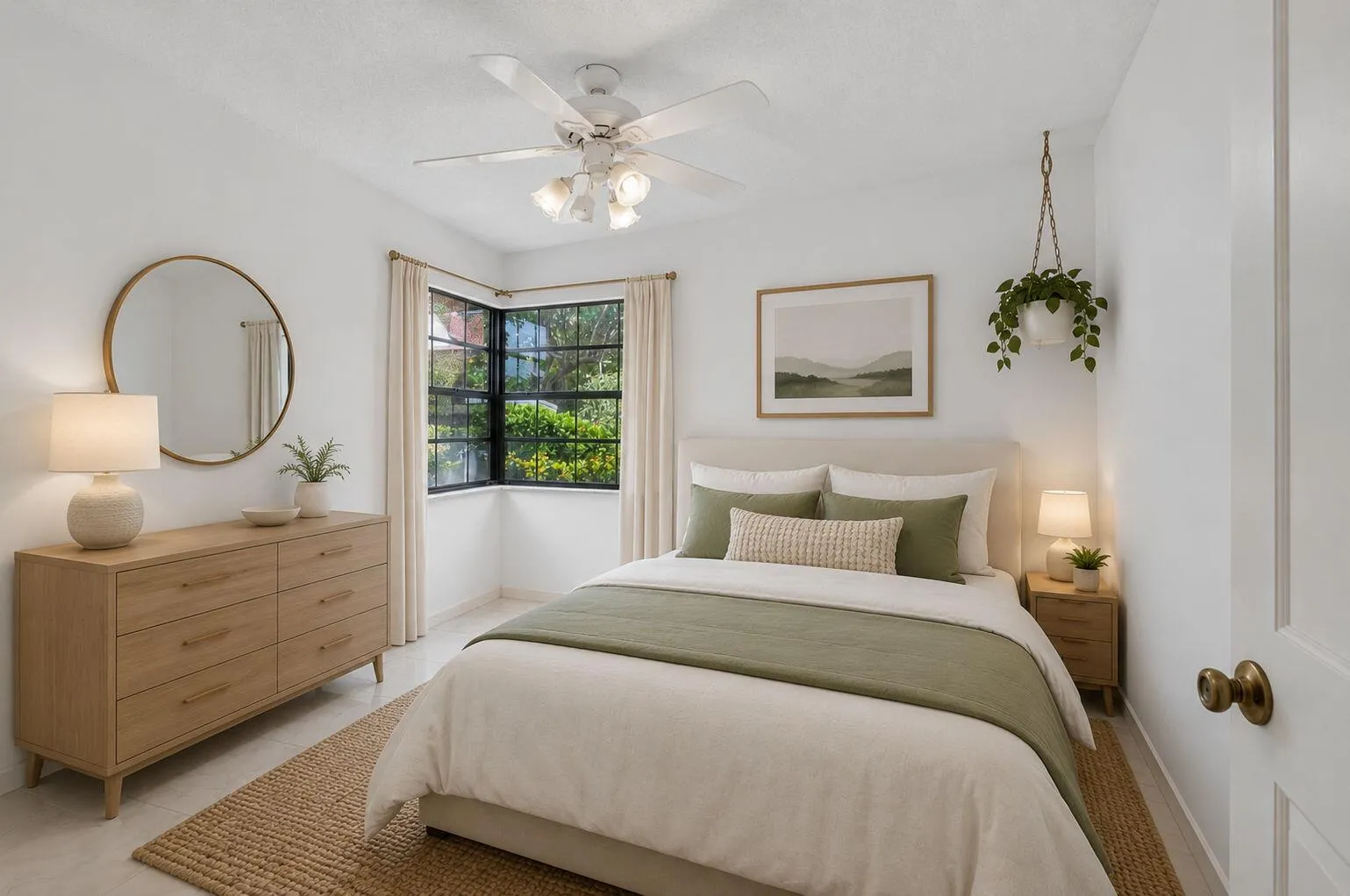 Virtually Staged Corner Bedroom