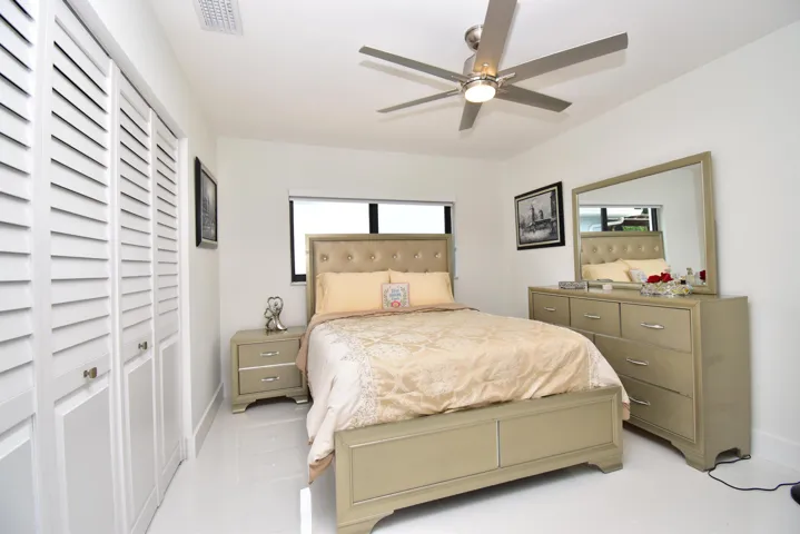 White tile flooring throughout this room