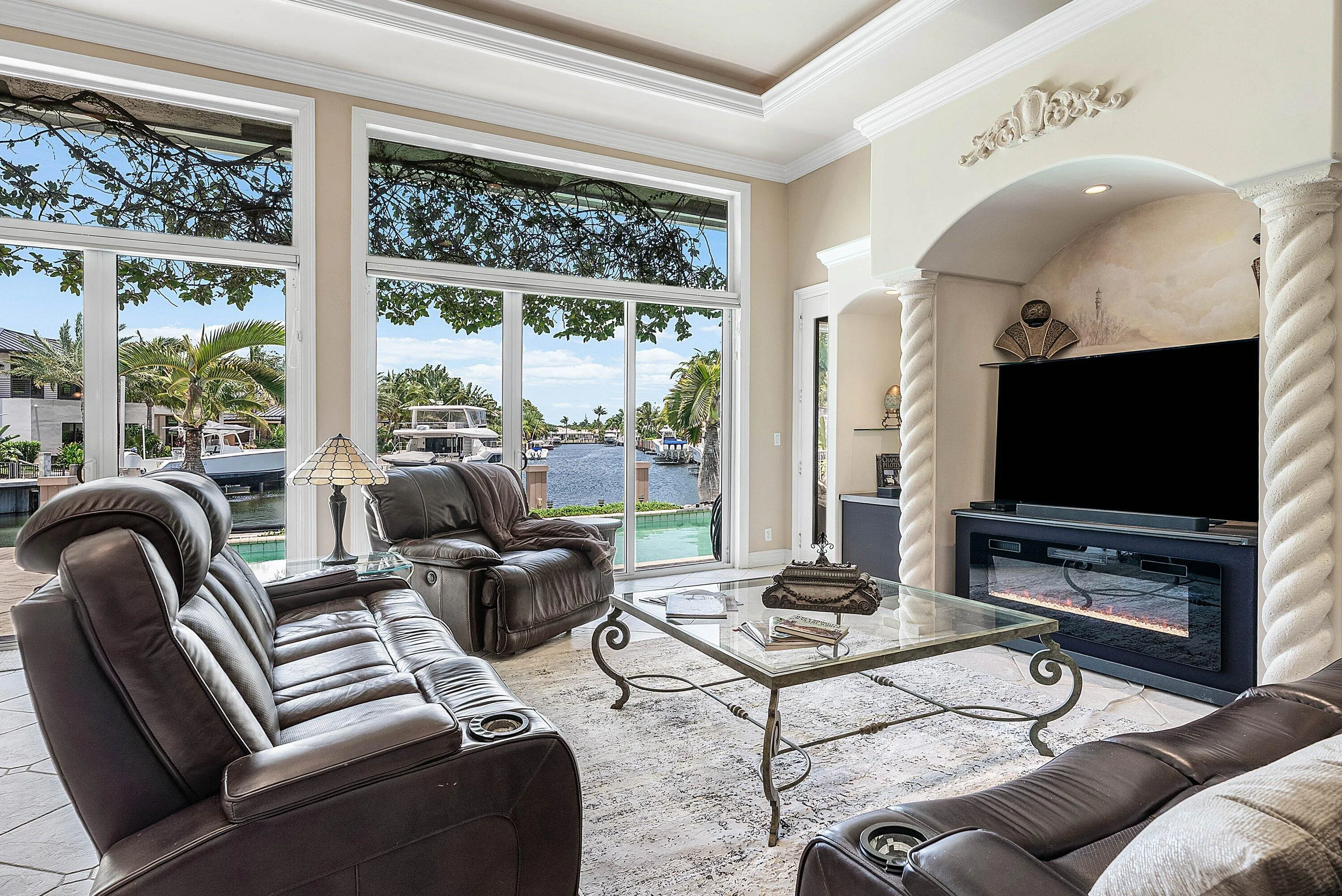 Living area with waterway frontage