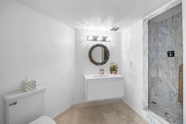BEAUTIFUL POWDER ROOM WITH SHOWER