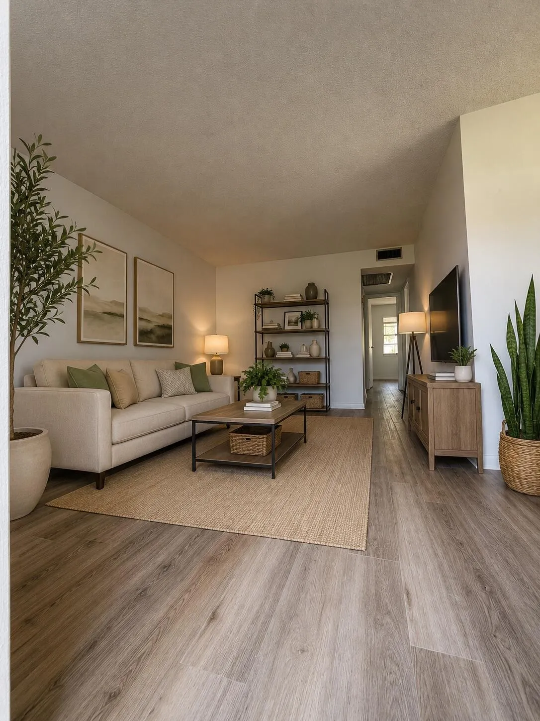 Living room virtually staged