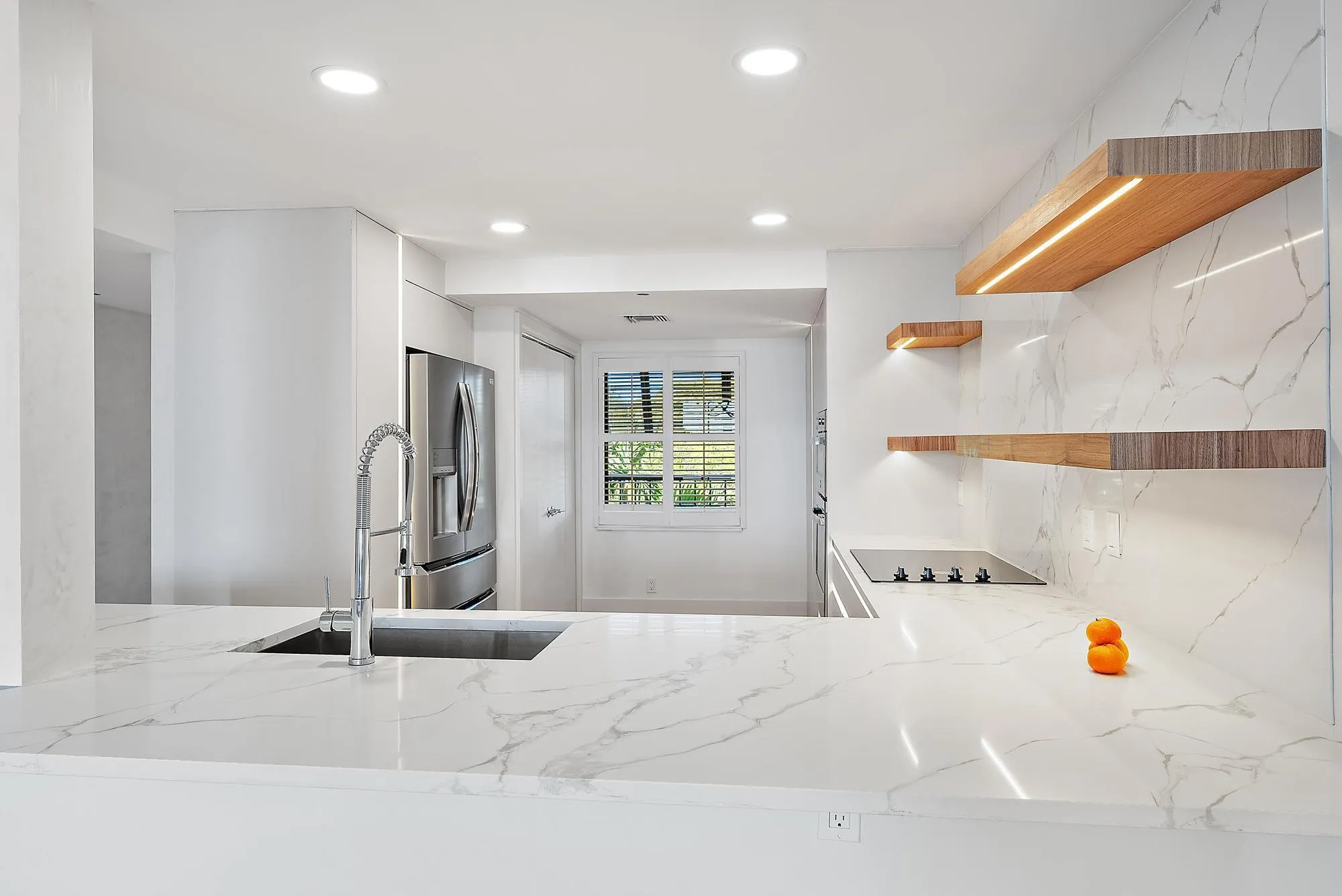 Kitchen View/Open Shutters