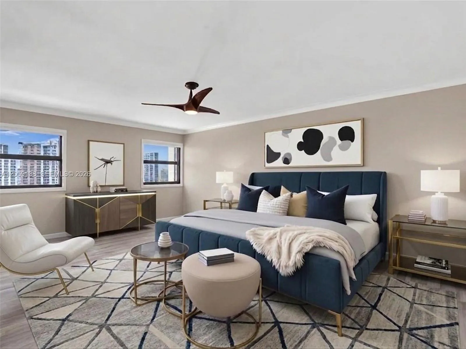 Staged master bedroom