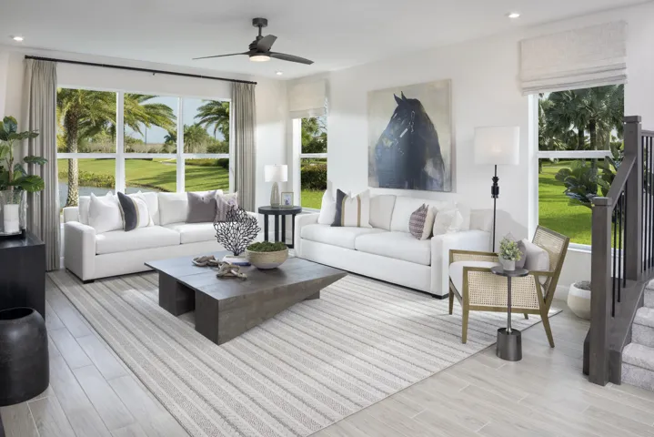Stock photos represent builder's floorplan