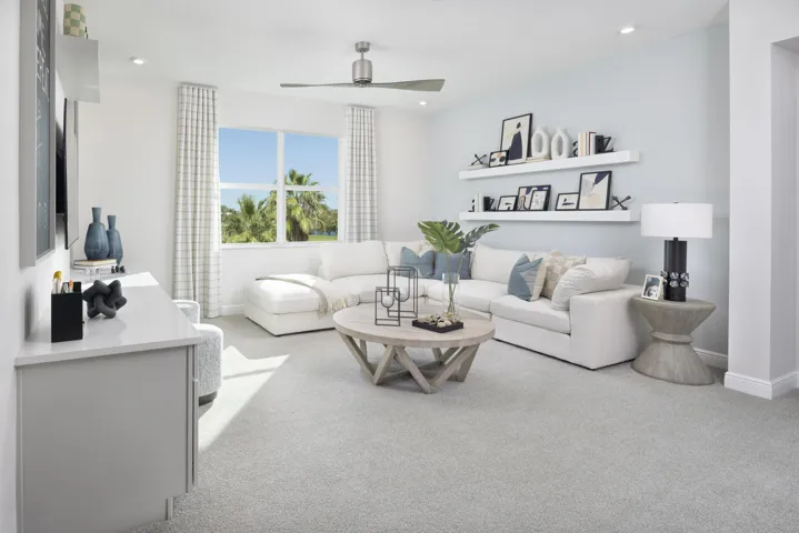 Stock photos represent builder's floorplan