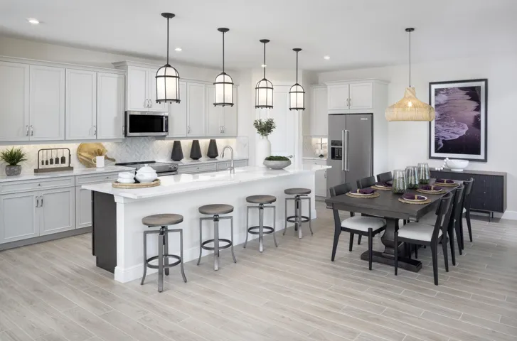 Stock photos represent builder's floorplan