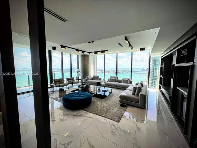 Expanded living room, high end built ins