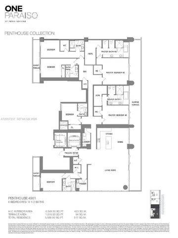 Developer's Special extra large penthouse with 2 primary suites facing Bay & Ocean