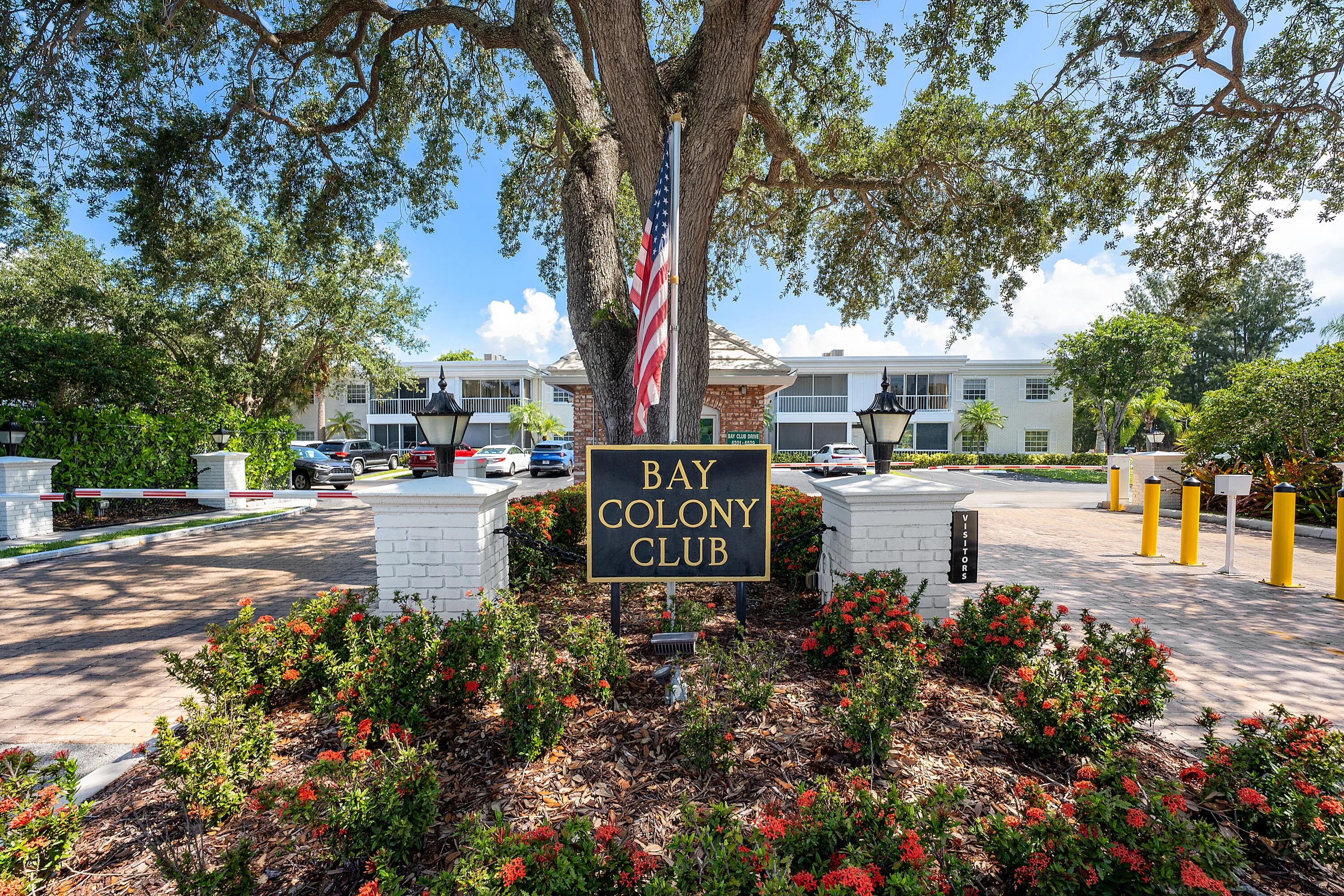 Front gated entrance into Bay Colony Club.
