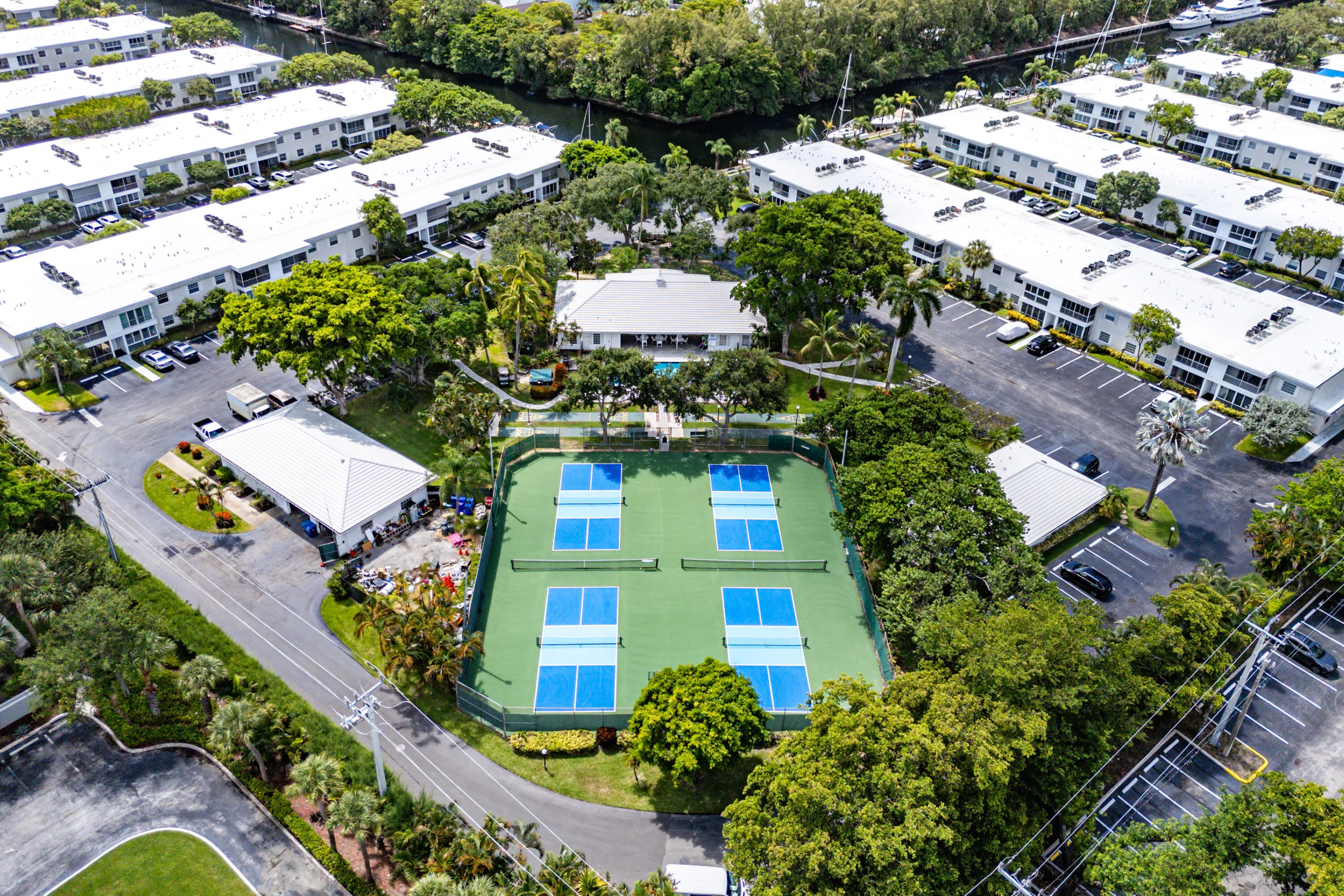 Rec center 2 with pickleball courts and pool.