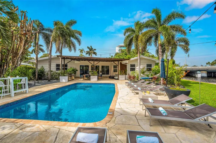 Private pool and tons of space for lounging by pool or watching boats go by on the canal