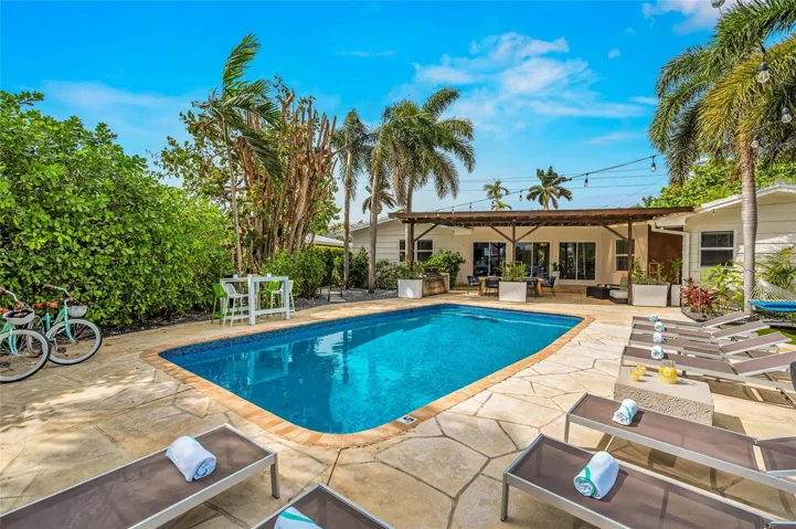 Private pool and tons of space for lounging by pool or watching boats go by on the canal
