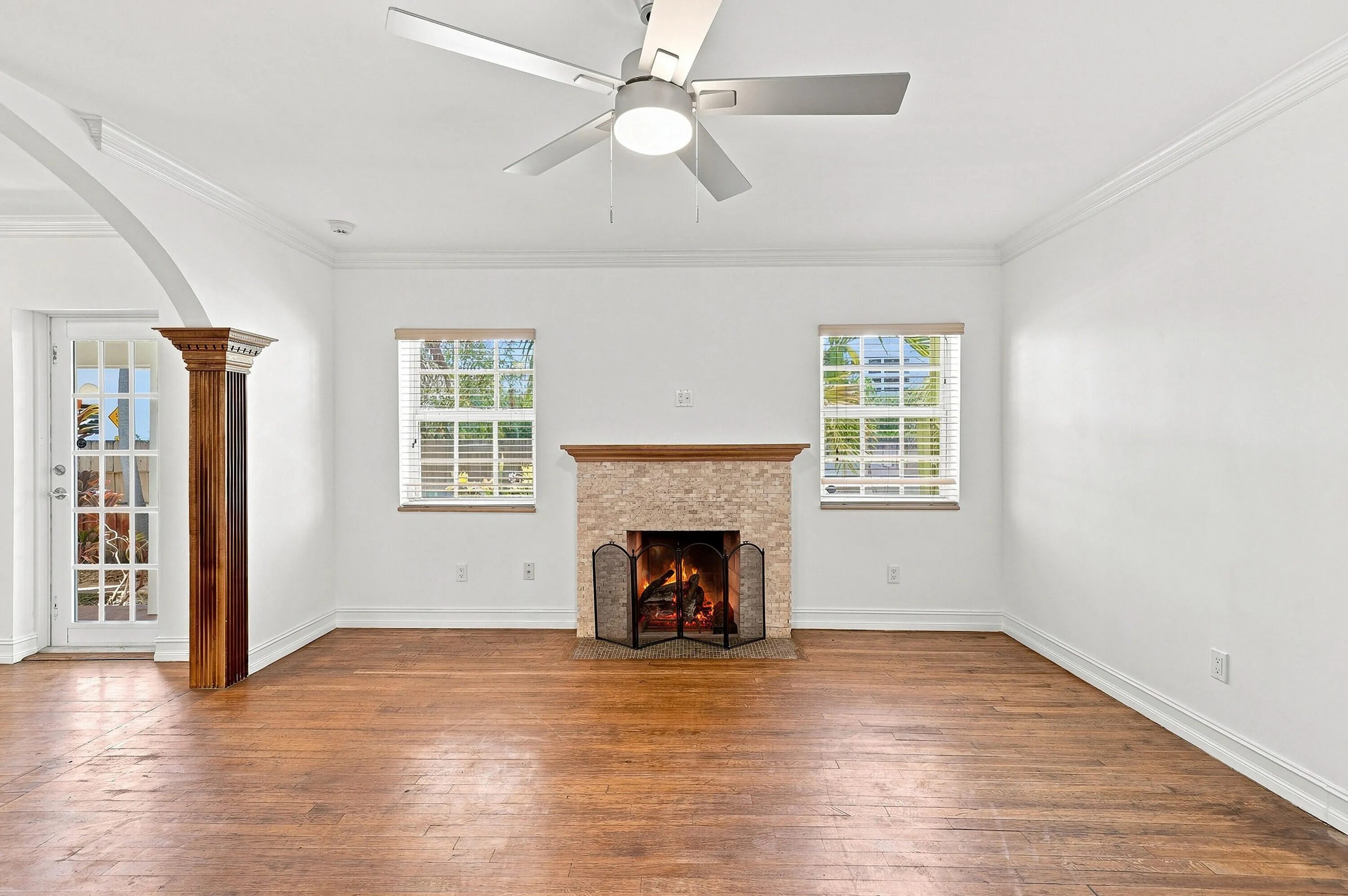 Wood burning fireplace