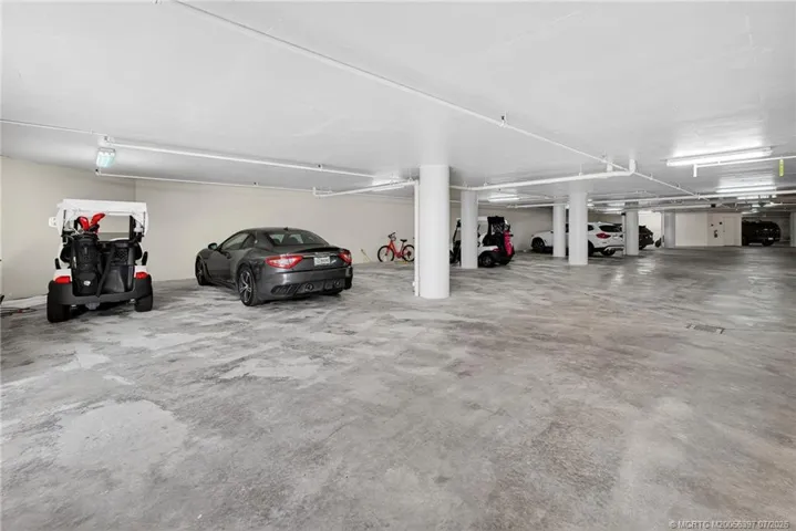 a view of the under building parking area